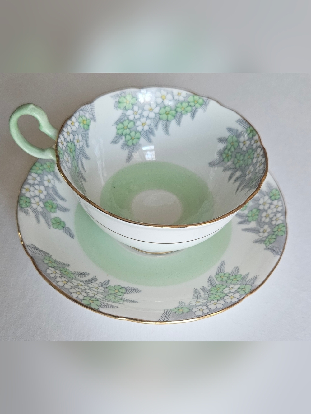 Vintage teacup & saucer fine bone china. Grafton Grasmere 6291, made in England,